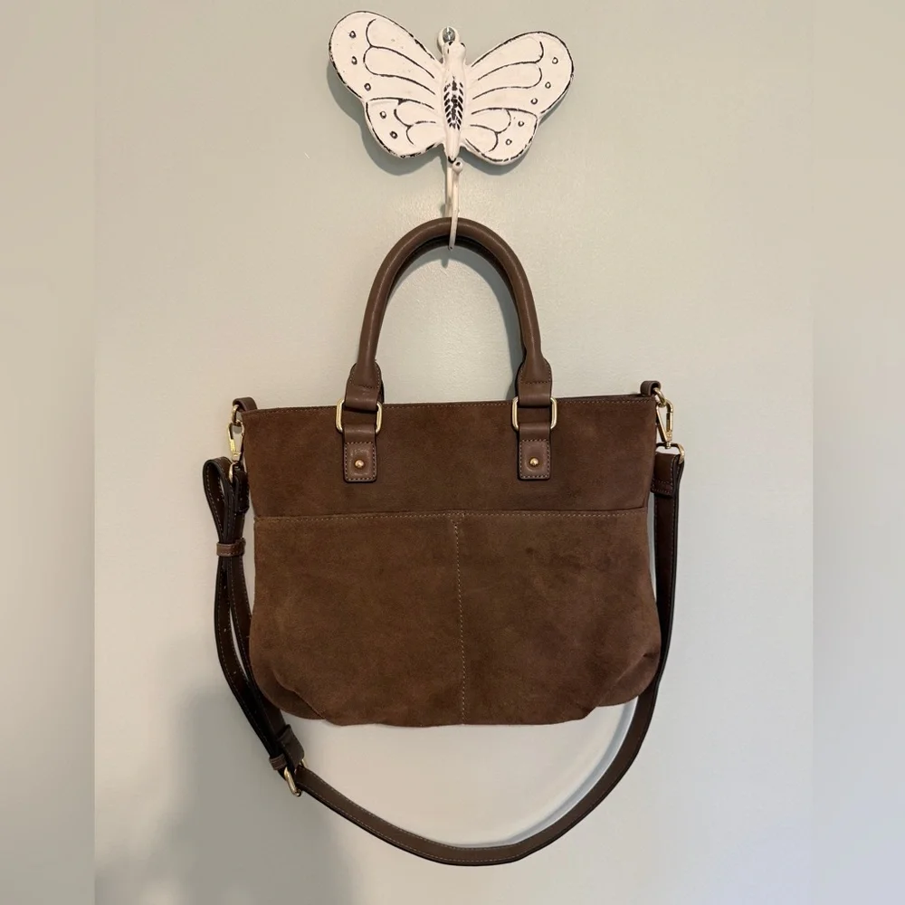 Sole Society Tote Crossbody Suede Animal Print Lining Tote With Crossbody Strap